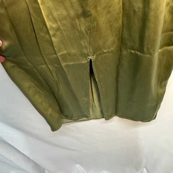 Reformation Oaklie Silk Slip Midi Dress Artichoke Green Size 10 - Picture 8 of 14